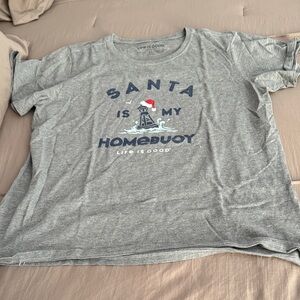 Life Is Good Gray Holiday Tee with Nautical Santa